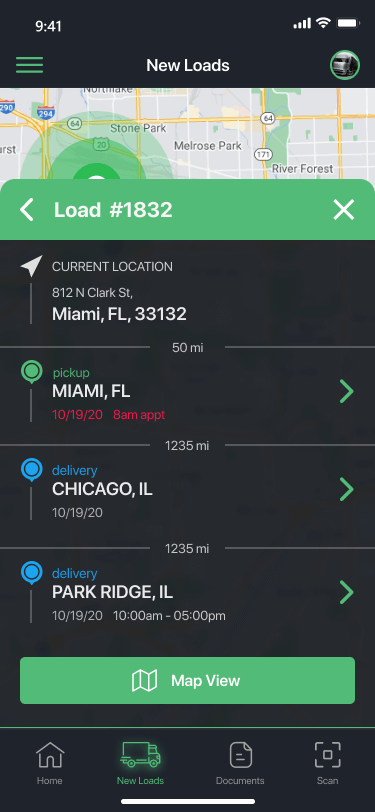 Driver app screen 3