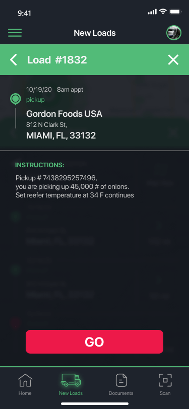 Driver app screen 5