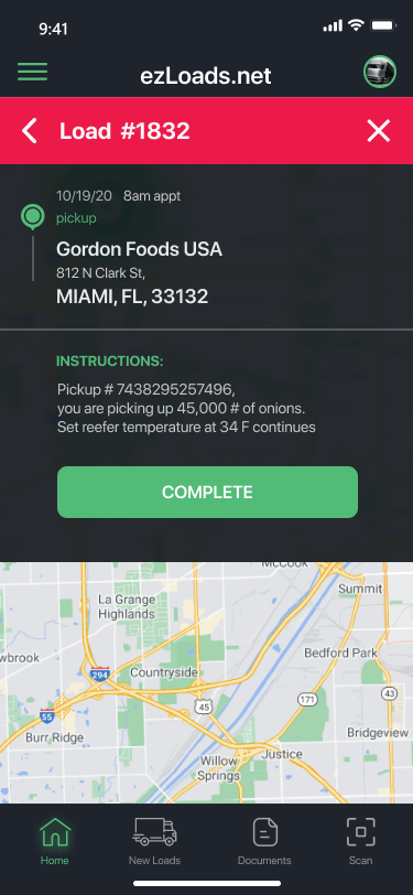 Driver app screen 6