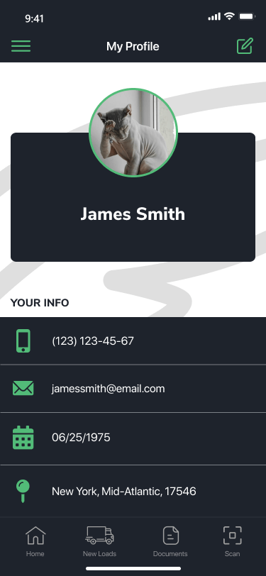 Driver app screen 7